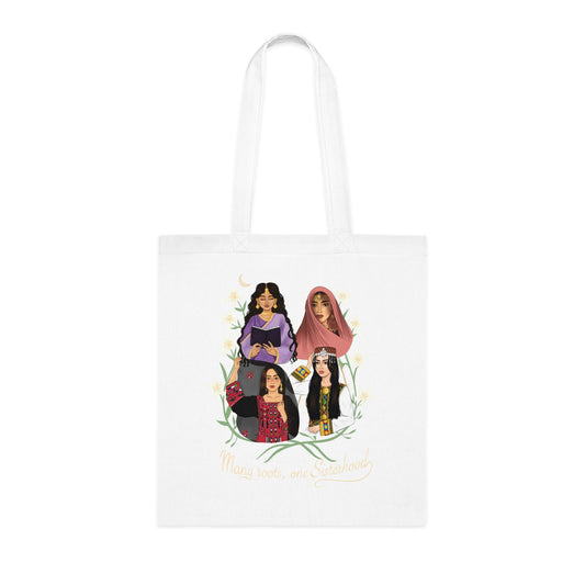 Empowered Women Illustration Cotton Tote | Diverse Female Portraits, Floral Wreath