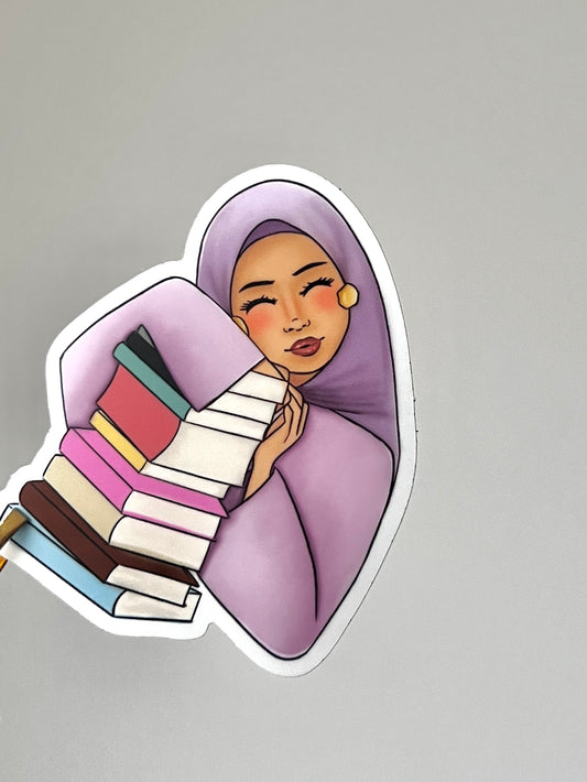 Hijabi book lover sticker 💌 vinyl sticker for kindle