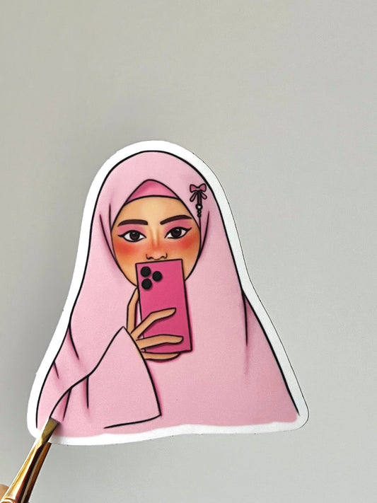 Pink Hijabi sticker 🌸 vinyl sticker for kindle