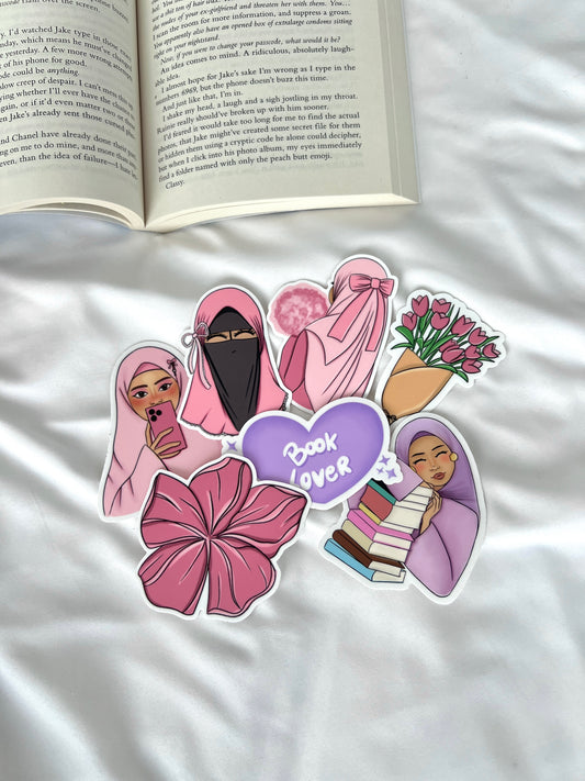 Hijabi Book Lover Sticker pack (7 pcs) 💌