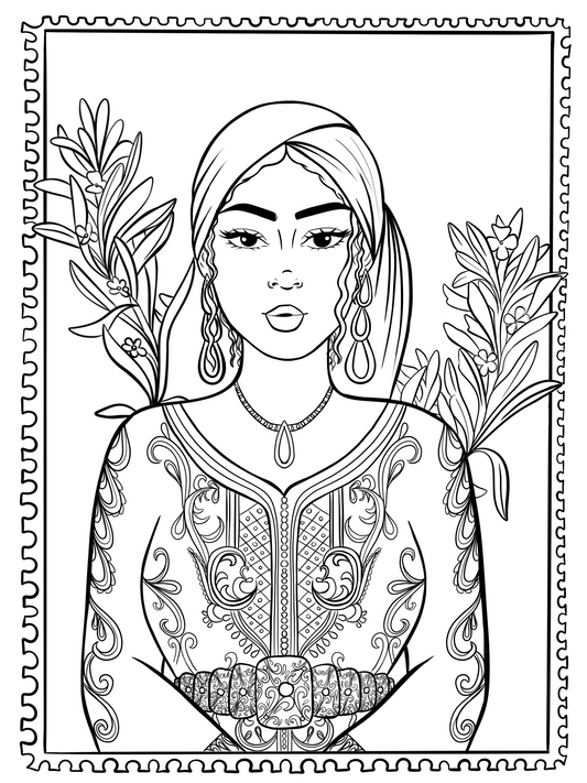 Printable coloring page - North African Girl 👑