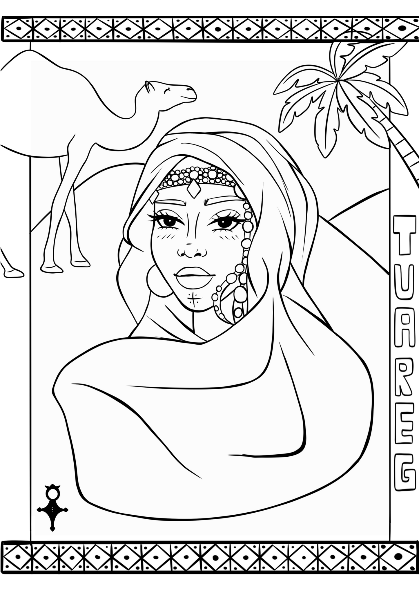 Printable Colouring Page - Tuareg Woman